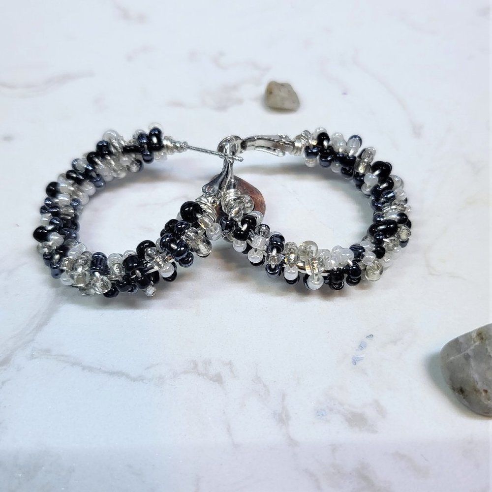 Handmade beaded hoops